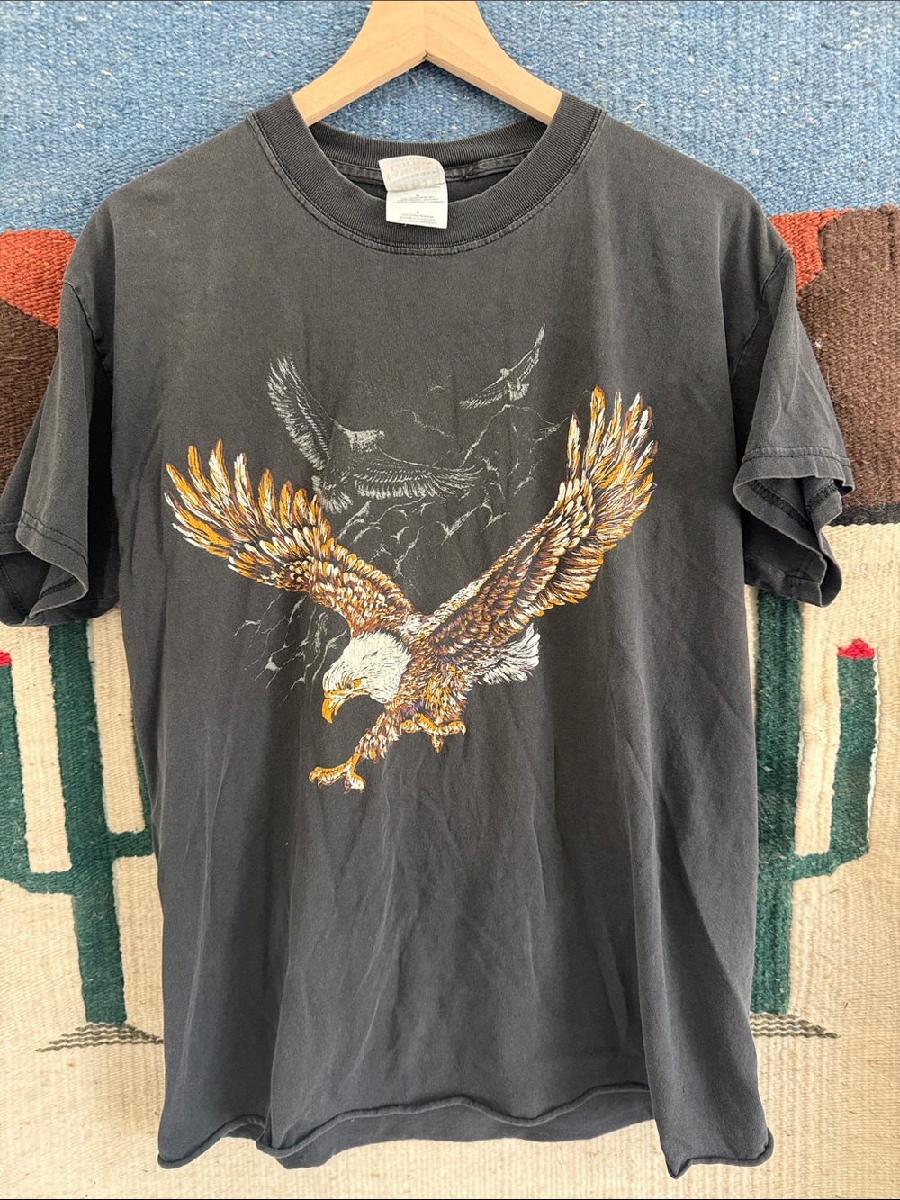 Gildan Black Short-Sleeve Tee with Golden Eagle Graphic